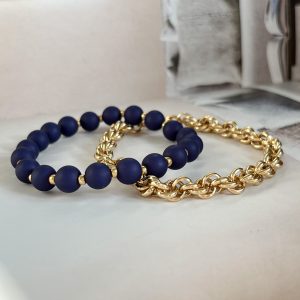 Armband Goud & Donkerblauw