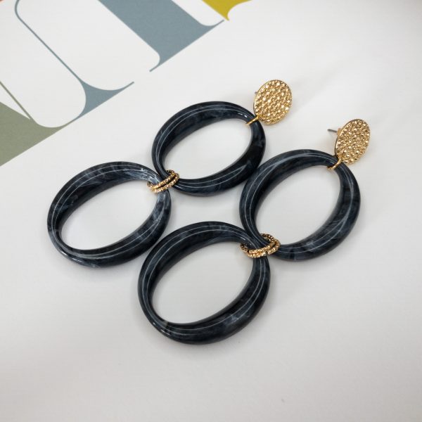 Oorbellen Goud Antraciet Zwart Dubbel | la Beij | unieke & stijlvolle sieraden