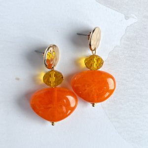 la Beij Oorbellen Goud Resin Klassiek Dubbel Oranje Geel